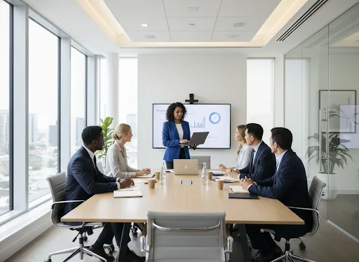 Zusammenarbeit in einem digitalen Meeting